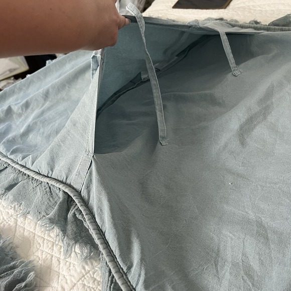 Quilted Pillow Shams By Shabby Chic. Soft Denim With Frayed Edges 21x37" Each - Picture 8 of 13